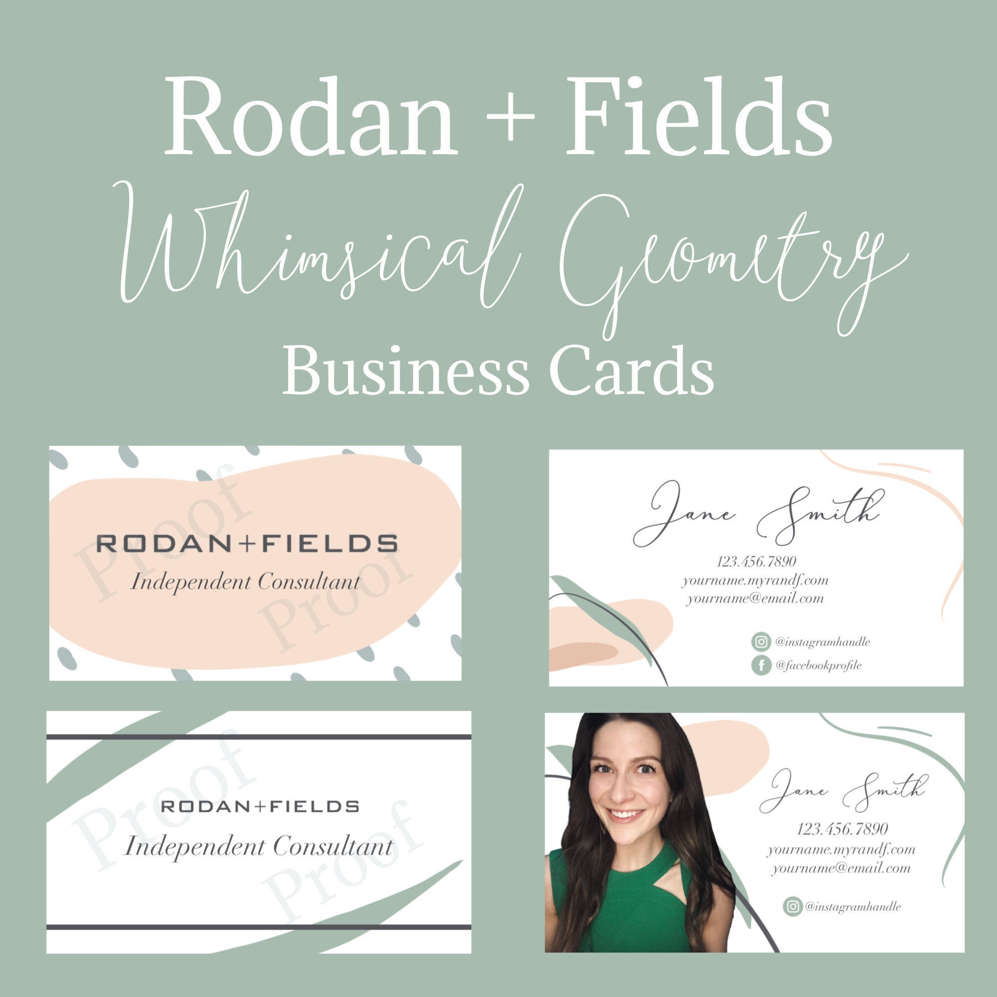 Rodan and Fields Business Cards - Whimsical Geometry Design - Throughout Rodan And Fields Business Card Template