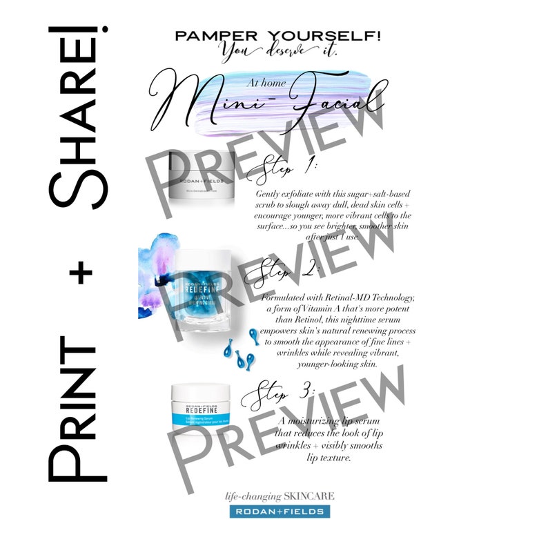 Rodan and Fields Mini-facial Printable Card Infographic Instant ...