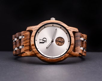 Minimalist Wood Watch, Wood & Stainless-Steel Combined Watch Band, Personalized gifts for him, Gifts for him, Christmas gifts, Gifts for men