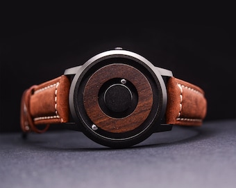 Wooden Watch: Cosmos Minimalist Wood Dial Scaleless Magnetic Wood Watch, Gifts for him, Gifts for men, Christmas gifts, Gifts for dad