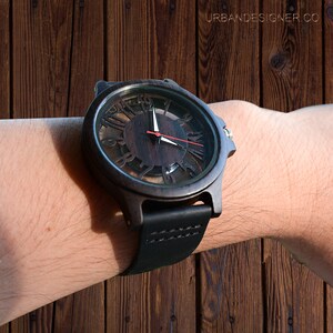 UXD Transparent Hollow Dark Wooden Watches For Men, Wooden watch, Groomsmen Gift, Gifts for dad Christmas, Anniversary Gifts