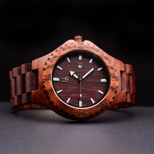 Red Wooden Watch, Wood Watch Men,Personalized Watch,Engraved Watch,Wooden Watches for Men ,Fathers Day Gift for Dad