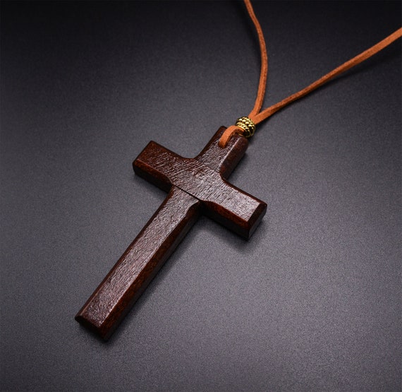 Timeless Wooden Cross Necklace for Men and Women Handmade Vintage Leather Cord Jewelry Wood Anniversary Gifts Gift Father Gift for Him Etsy Canada