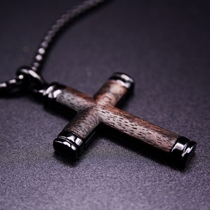 Donkere houten kruisketting voor mannen-herenhangerketting-houten kettinghangers voor mannen, houten jubileumcadeaus, cadeau voor hem, vadercadeaus