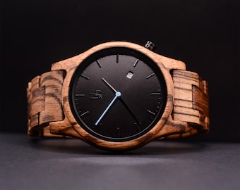Wood Watches For Men, Zebra Wooden Watch, Groomsmen Watch, Engraved Watch, Gifts for men, Gifts for him, Christmas gifts, Personalized gifts