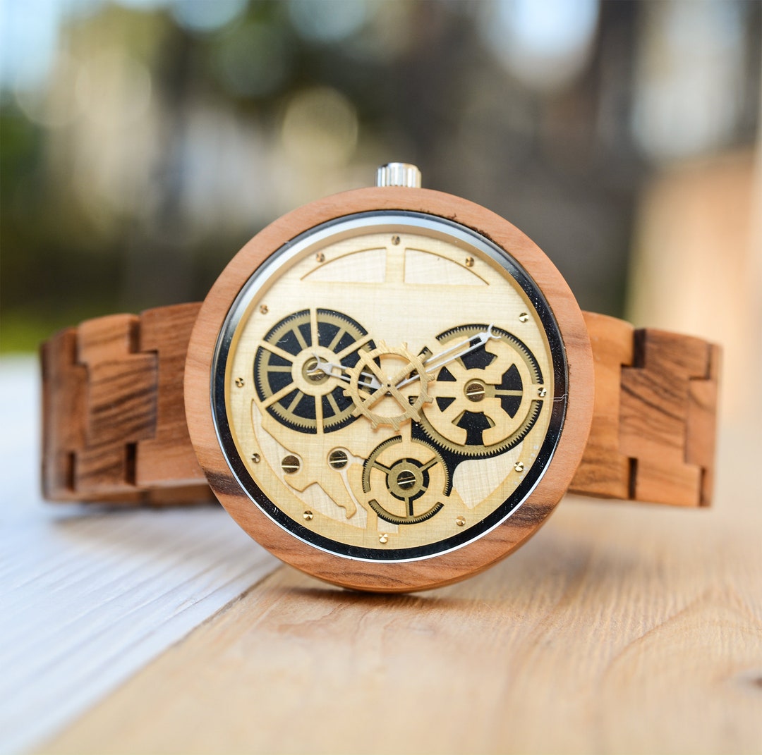 UXD Premium Eco-friendly Skeleton Wooden Watches for Men, Wooden Watch,  Groomsmen Gift, Anniversary Gifts