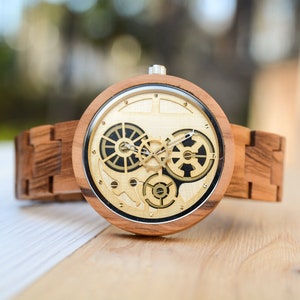 UXD Premium Eco-Friendly Skeleton Wooden Watches For Men, Wooden watch, Groomsmen Gift, Anniversary Gifts