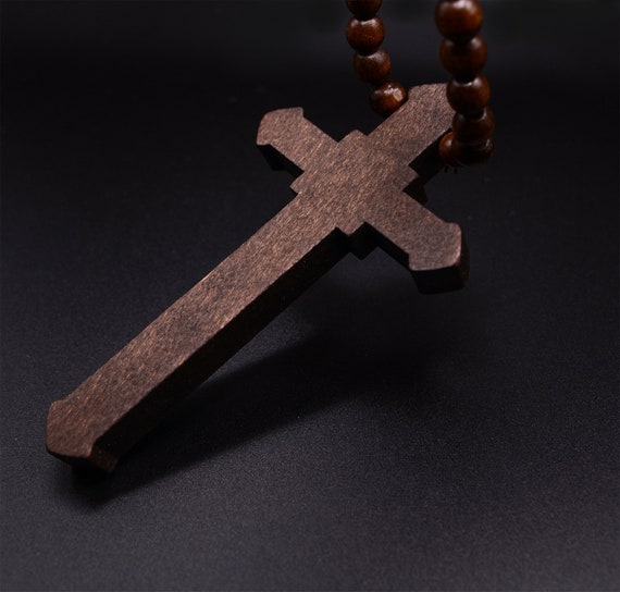 To Express Your Faith: Large Wood Cross Necklace for Men