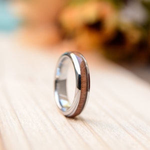 Wood Wedding Band For Women - 4mm Tungsten Wedding Ring Domed with Real Koa Wood Inlay, Rings for women, Womens wedding band
