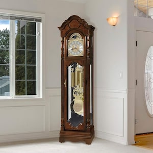 Howard Miller Wilford Grandfather Clock 611226 | Traditional Floor Standing Clock in Cherry Bordeaux