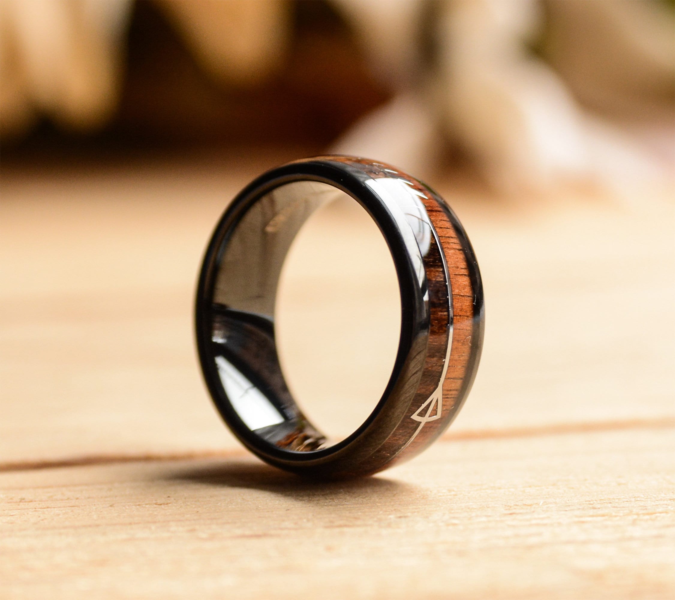 Wooden Ring8mm Tungsten Rings with Wood Inlay and Sleek Etsy