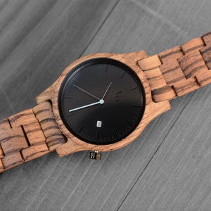 Wood Watches For Men, Zebra Wooden Watch, Groomsmen Watch, Engraved Watch, Gifts for men, Gifts for him, Christmas gifts, Personalized gifts image 4