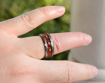 Wood Ring, Wood Wedding Band, Wooden Ring, Mens Wedding Band, 18k Gold  Inlay Ring, Wood Ring for Men, Gold Inlay Ring, 18 Karat Gold Ring
