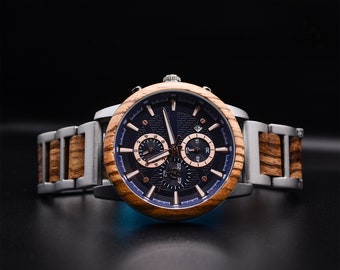 La naturaleza se une a la tecnología: relojes cronógrafo de madera con correa de madera y acero inoxidable