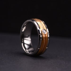 8mm Modern Diamond Tungsten Wedding Ring for Men, Rings for Men, Mens wedding band