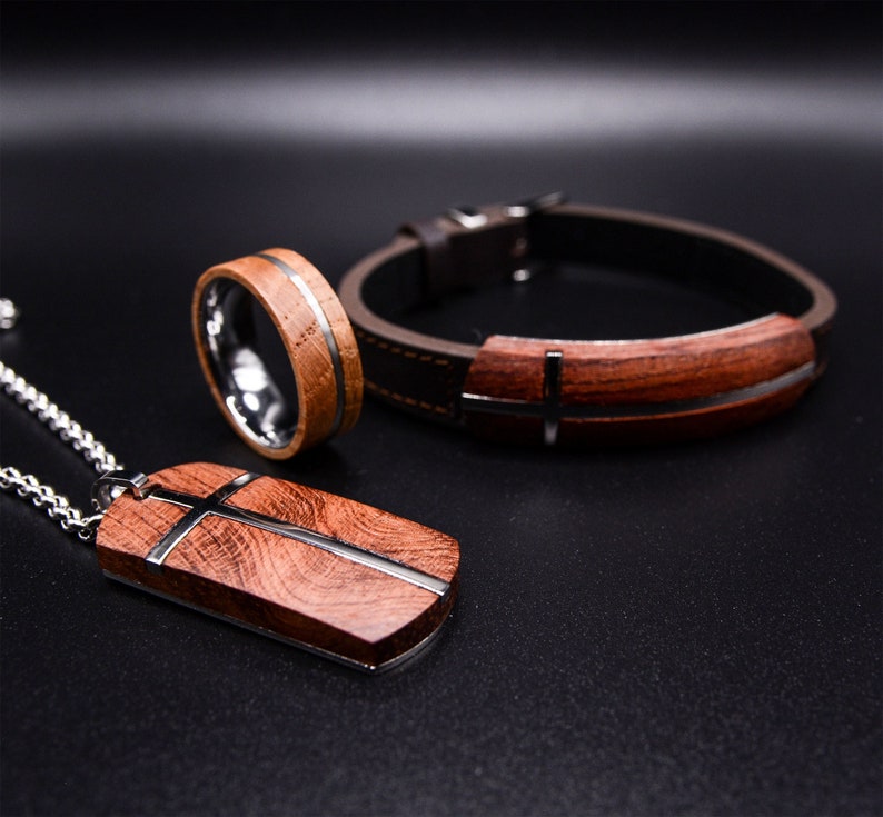Wooden Jewelry Set Premium Leather Bracelet for Men Mens Etsy