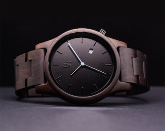 Wood Watches For Men, Dark Wooden Watch, Groomsmen Watch, Engraved Watch, Gift for Men, Gift for Him, dad gift, husband gift, gift boyfriend