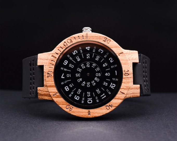 Gift For Men: Engraved Watch Minimalist Wood Watch For Men With Premium Leather Band