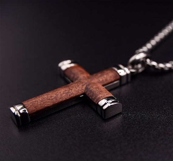 Stylish Symbol of Faith Rosewood Cross Necklace For Men- Wooden Cross Necklace Man, Mens Pendant Necklace, Gift father, Gift for men