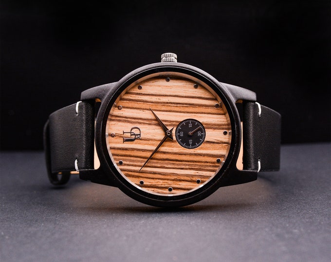 Handmade Minimalist Wood Watch For Men With Premium Leather Band, Wooden watch, Groomsmen Gift, Gift for Men, Mens Gift for Boyriend