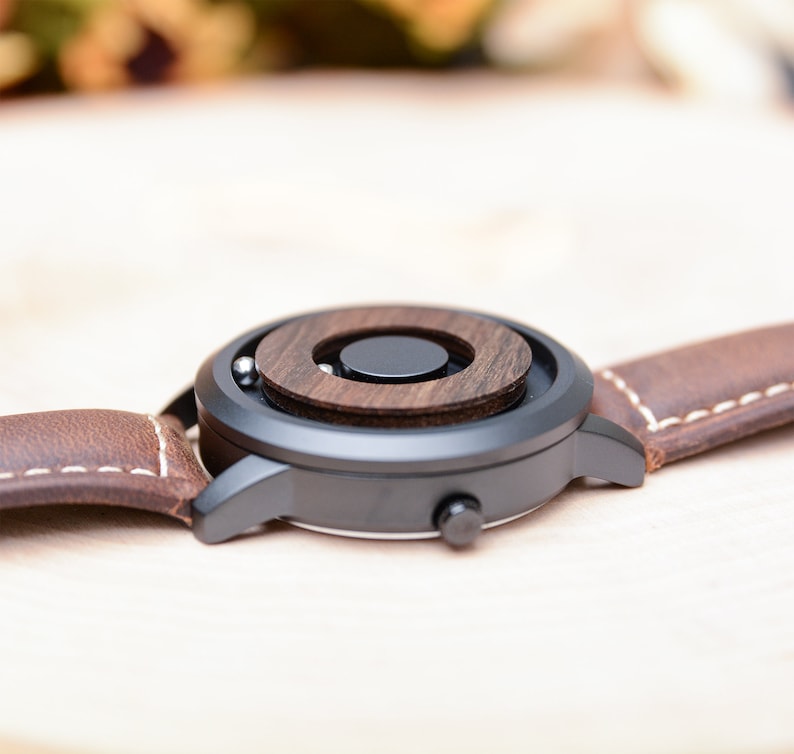 Reloj de madera: Cosmos Minimalist Wood Dial Scaleless Magnetic Wood Watch, Regalos para él, Regalos para hombres, Regalos de Navidad, Regalos para papá imagen 6