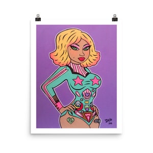 Pinball Girl Poster Art Print |  Game Room Wall Decor, Pop Art, Girl Art Print  - Deb Art