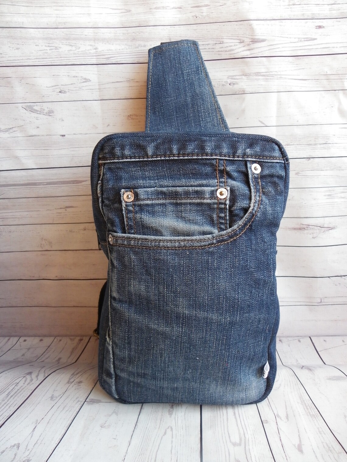 Unique denim sling bag handmade bag upcycled jeans bag Etsy