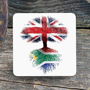 May include: A tree with the Union Jack flag as its canopy and the flag of Namibia as its roots.