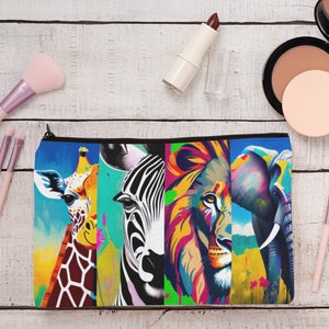 Safari Afrikaanse savanne jungle dier milieuvriendelijke cosmetica tas wildlife heldere olifant leeuw zebra giraffe reiscadeau paspoorthouder