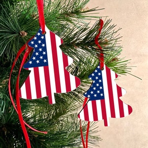 Christmas decorations tree ornament United States Stars and Stripes Christmas Decoration. Tree shaped decoration hanging ornament.