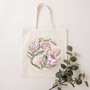Protea draagtas, protea cadeau Zuid-Afrika, protea bloem cadeau, herbruikbare draagtas, bruidsmeisje bruidsmeisje cadeau. Bruidsboeket.