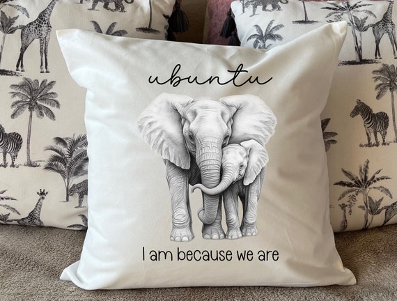 Elephant Cushion Cover Pillow Ubuntu South African Mother Child Baby Couple New Home Housewarming Personalised Etsy UK