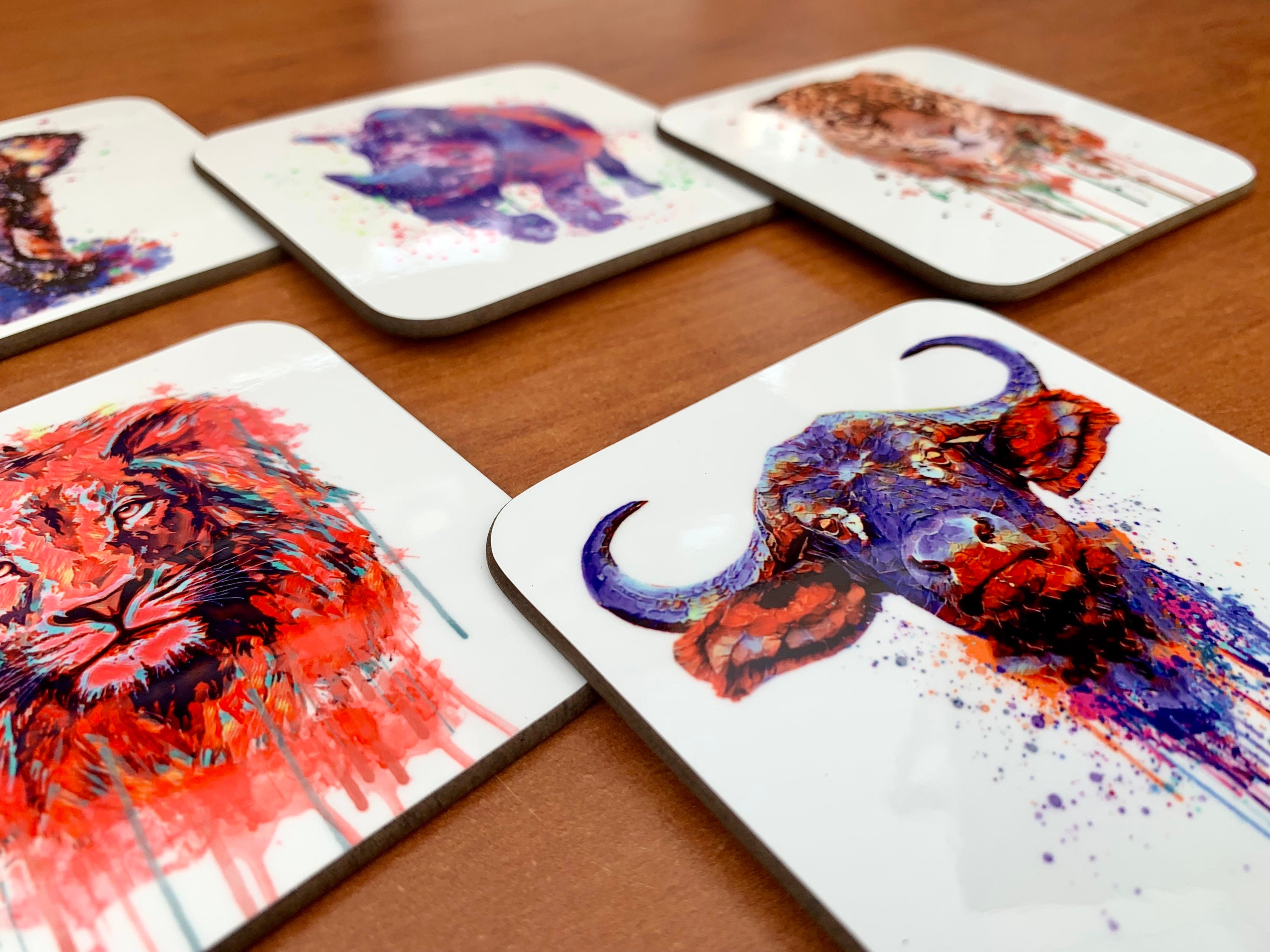 Coasters South Africas Big Five Coasters 5 Coasters 9x9cm Etsy