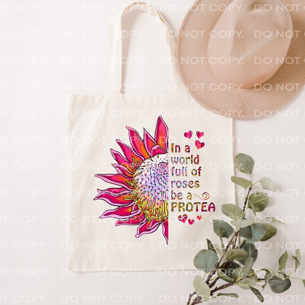 Sac fourre-tout Protea « Be a Protea » en tissu naturel réutilisable Australie Afrique du Sud Fleur lumineuse cadeau pour l'anniversaire de sa mère Réutilisable et respectueux de l'environnement