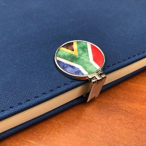 Carnet de note/mémo de luxe A5 avec un fermoir drapeau SA imprimé à la main (avec texte alternatif anglais/chinois) Journal sud-africain