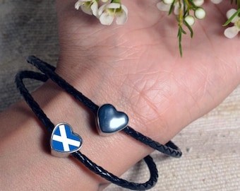 St. Andrews Cross Saltire Flag Heart Charm for Bracelet Stainless Steel Jewellery Pendant