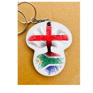 South African flag St George's Cross England keyring keychain heritage roots New home housewarming  travel christmas gift personalised