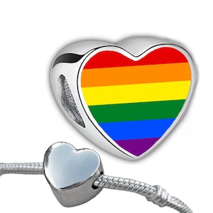LGBTQ+ Pride Flag Heart Charm for Bracelet Stainless Steel Jewellery Pendant