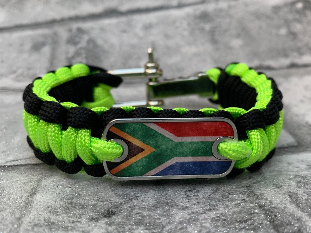Paracord Survival Bracelet South African Flag Green Camouflage Prepper