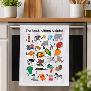 Afrikaans Alphabet Geschirrtuch Einzigartig Afrikaans Bar Handtuch Einweihungsparty neues Zuhause Küche Geschenk Flagge Dekoration Tiere Essen Braai bbq