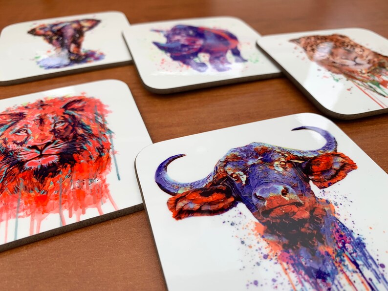 Coasters South Africas Big Five Coasters 5 Coasters 9x9cm Etsy