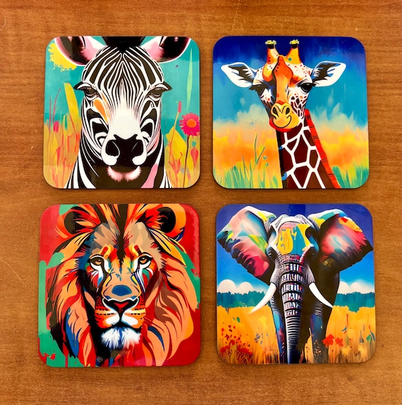 Sottobicchiere Con Elefante Africano – Safari – Regalo Originale Per Amanti Della Natura – 9,5×9,5 Cm Con Retro In Sughero - 4