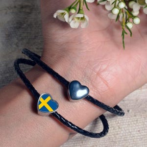 Sweden Swedish Flag Heart Charm for Bracelet Stainless Steel Jewellery Pendant