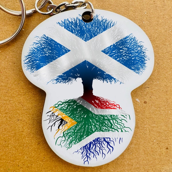 South African flag Scotland St Andrews cross  keyring keychain heritage roots New home housewarming immigration christmas gift personalised