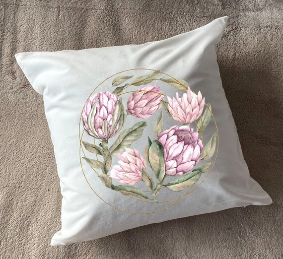 Elegant Protea Gold Circle Plush White Deluxe soft Feel Scatter Cushion. 40x40cm Etsy UK