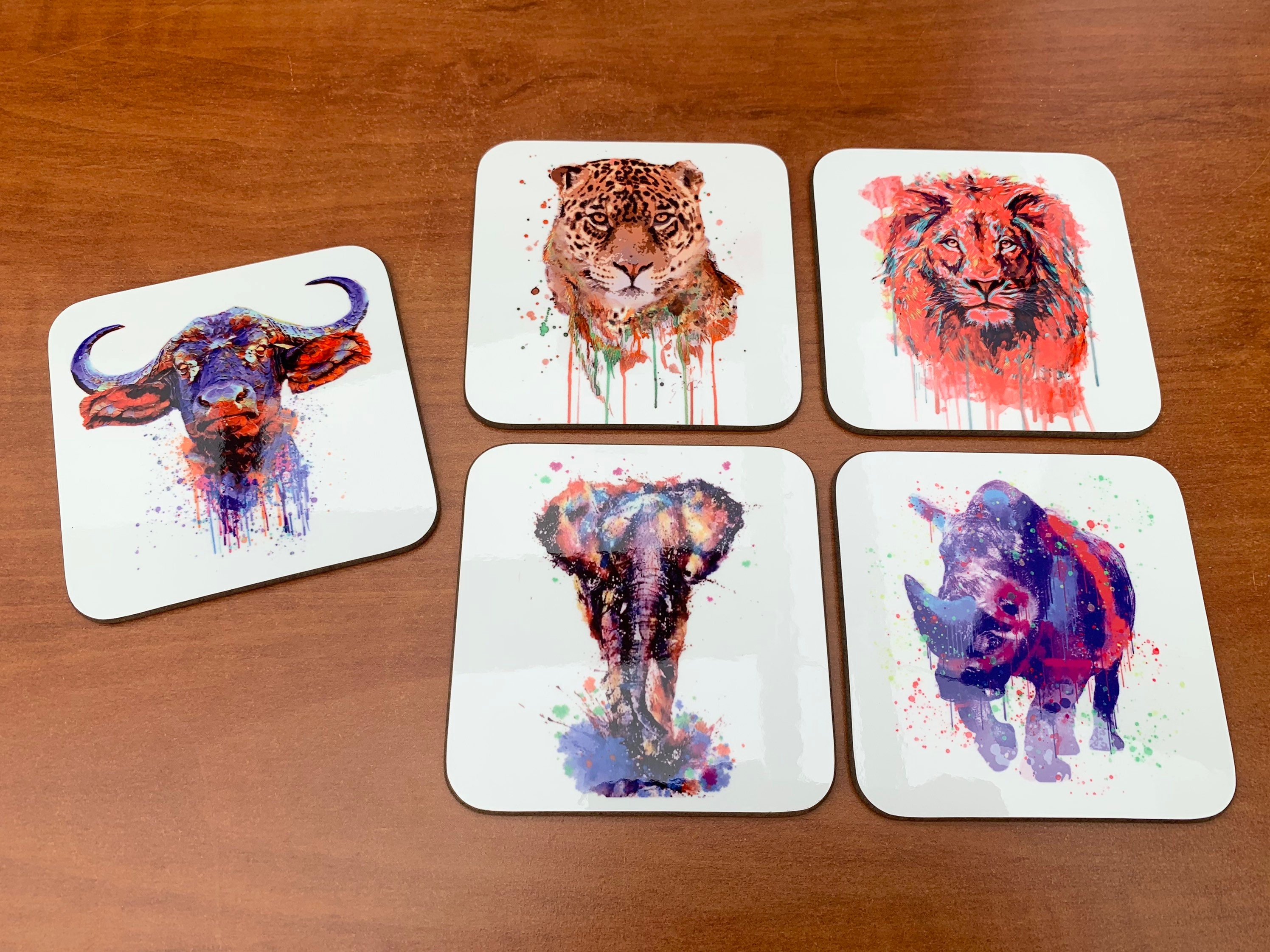 Coasters South Africas Big Five Coasters 5 Coasters 9x9cm Etsy