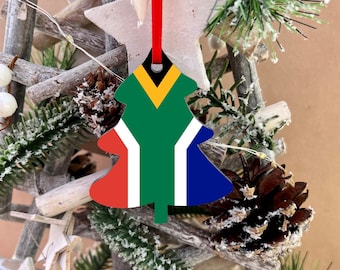 Christmas Tree South African Flag Decoration Hanging Ornament Bauble Xmas Holiday Secret Santa Stocking Filler New Home Gift Family Keepsake