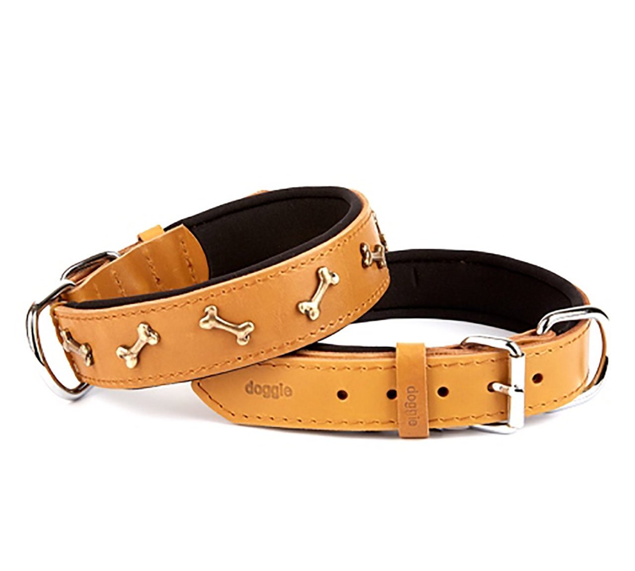 Bone Patterned Leather Dog Collar Bone Decor Collar Leather Etsy