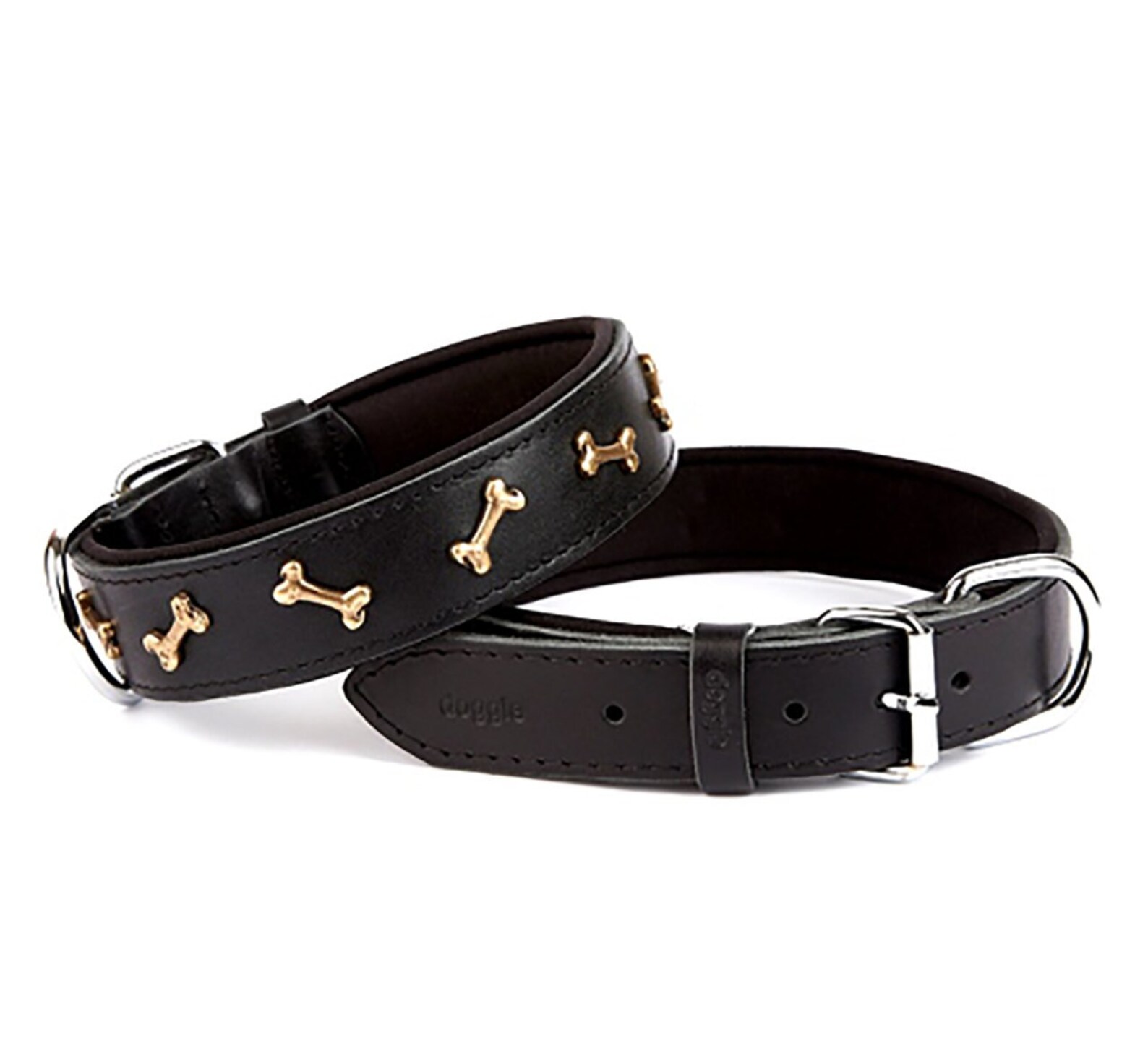 Bone Patterned Leather Dog Collar Bone Decor Collar Leather Etsy