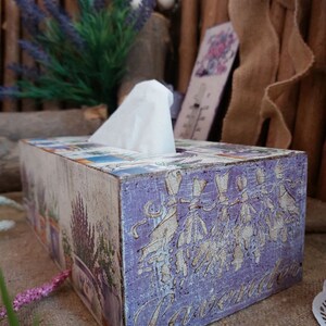Taschentücherbox, Serviettenhalter, Lavendel Box, Taschentuchbox, Kosmetiktücherbox, Serviettenhalter, Lavendel, Serviettenhalter, Serviettenhalter, Decoupage